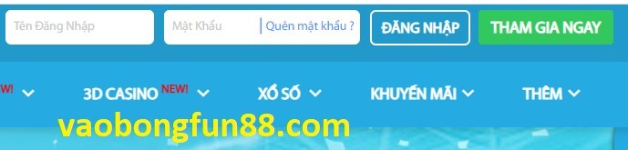 Click vào tham gia ngay bên góc phải màn hình FUN88